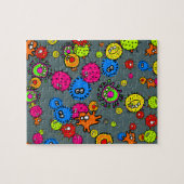 かわいい漫画の顕微鏡の細菌の壁紙 ジグソーパズル (横)