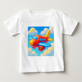かわいい漫画の飛行機 ベビーTシャツ