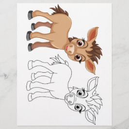 かわいい漫画の馬のカラーリングページ チラシ