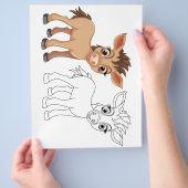 かわいい漫画の馬のカラーリングページ チラシ (手)