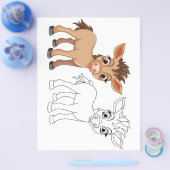 かわいい漫画の馬のカラーリングページ チラシ (シングル)