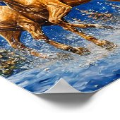 かわいい漫画の馬 ポスター (角)