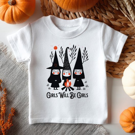 かわいい漫画の魔女の女の子たち 魔女のパワー ベビーTシャツ