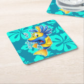 かわいい漫画の魚のコースター スクエアペーパーコースター (アングル)