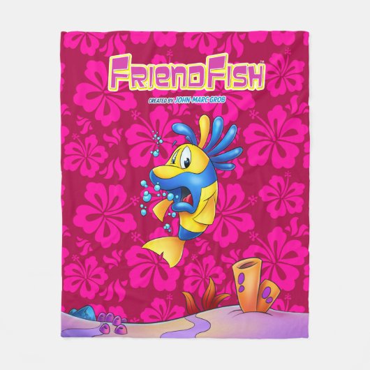 かわいい漫画の魚のフリースブランケット フリースブランケット (正面)