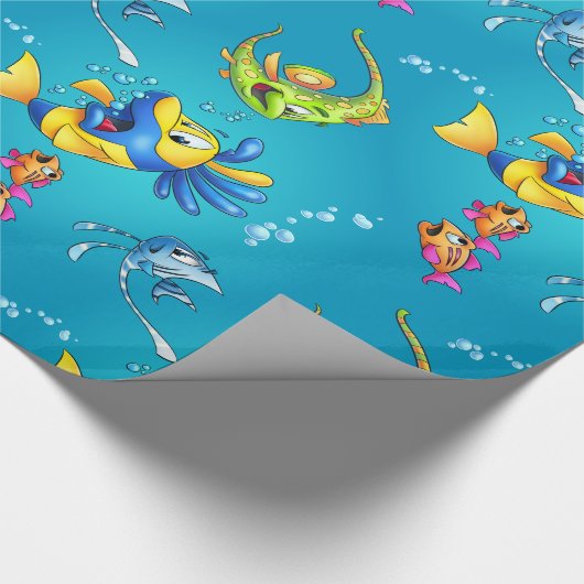 かわいい漫画の魚の包装紙 ラッピングペーパー (角)