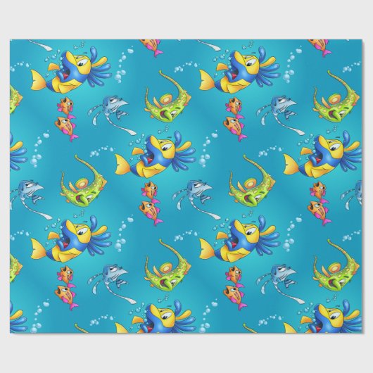 かわいい漫画の魚の包装紙 ラッピングペーパー (フラット)