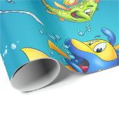 かわいい漫画の魚の包装紙 ラッピングペーパー (ロールコーナー)