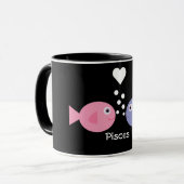 かわいい漫画の魚類の黒い信号器のマグ マグカップ (正面左)