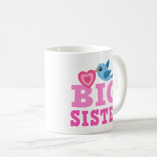 かわいい漫画の鳥およびハートの姉のマグ コーヒーマグカップ (正面右)
