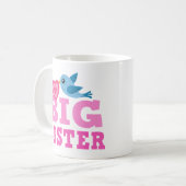 かわいい漫画の鳥およびハートの姉のマグ コーヒーマグカップ (正面左)