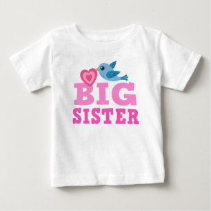 かわいい漫画の鳥およびハートの姉のワイシャツ ベビーTシャツ