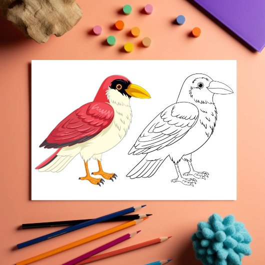 かわいい漫画の鳥の着色ページ チラシ