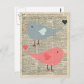 かわいい漫画の鳥 ヴィンテージの本のページ ポストカード (正面/裏面)