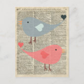 かわいい漫画の鳥 ヴィンテージの本のページ ポストカード (正面)