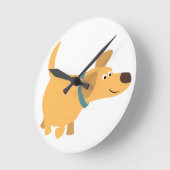 かわいい漫画の黄色いラブラドールの壁掛け時計 ラウンド壁時計 (傾斜)