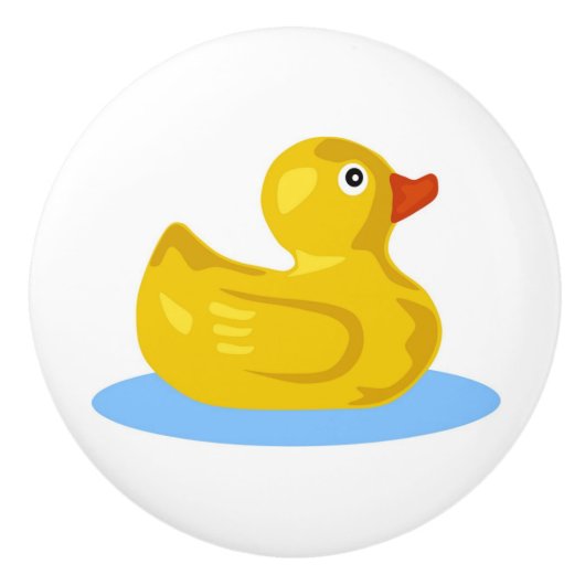 かわいい漫画の黄色のゴム製ダッキーの水泳の子供 セラミックノブ (正面)