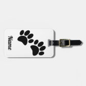 かわいい漫画の黒い子犬の前絵 ラゲッジタグ (正面横)