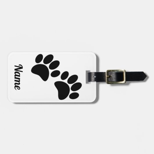 かわいい漫画の黒い子犬の前絵 ラゲッジタグ (正面横)