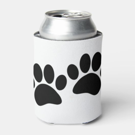 かわいい漫画の黒い子犬の前絵 缶クーラー (缶正面)