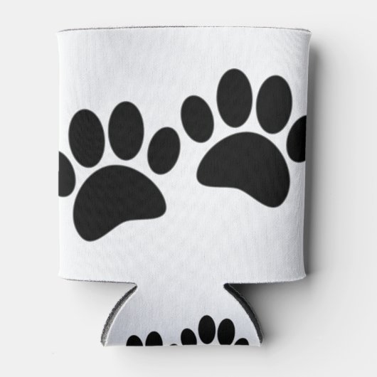 かわいい漫画の黒い子犬の前絵 缶クーラー (正面)