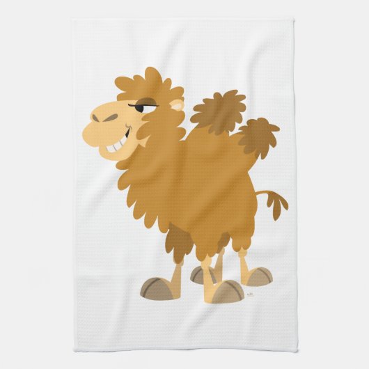 かわいい漫画の2つのハンピングラクダのキッチンタオル キッチンタオル (縦)