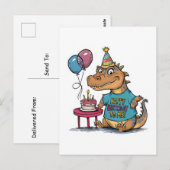 かわいい漫画の コモドドラゴン 誕生日 ポストカード (正面/裏面)