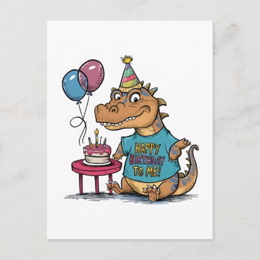 かわいい漫画の コモドドラゴン 誕生日 ポストカード (正面)