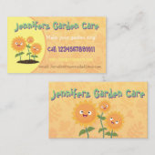 かわいい漫画ひまわりガーデン気にサービス 名刺 (正面/裏面)