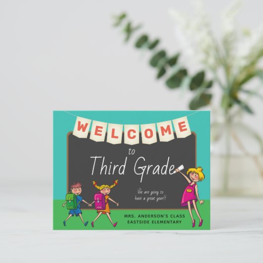 かわいい漫画ようこそ3年生はがきに ポストカード (スタンド正面)