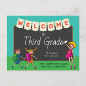 かわいい漫画ようこそ3年生はがきに ポストカード (正面)