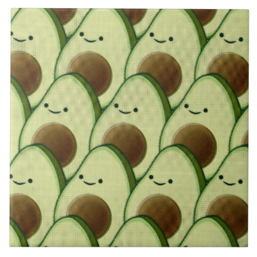 かわいい漫画アボカド装飾個人 タイル (正面)