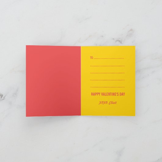 かわいい漫画イエローホエールキッドバレンタインフォトカード シーズンカード (内部)