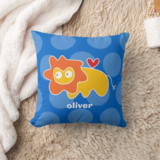 かわいい漫画イエローライオンラブハートおもしろいドットキッズ クッション (ブランケット)