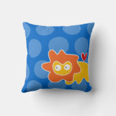 かわいい漫画イエローライオンラブハートおもしろいドットキッズ クッション (裏面)