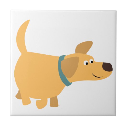 かわいい漫画イエローラブラドールタイル タイル (正面)