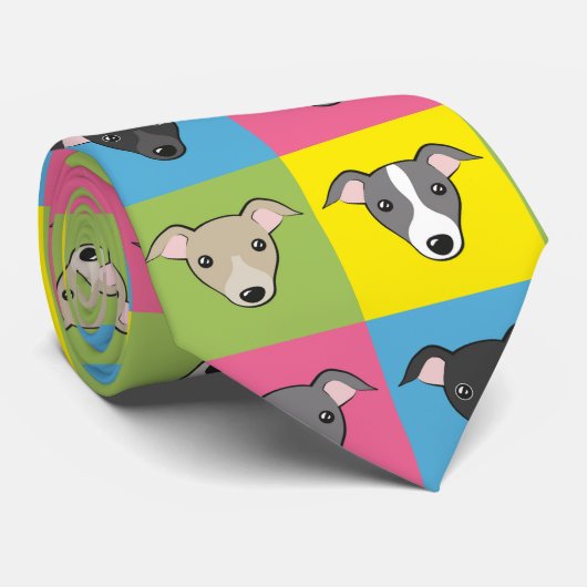 かわいい漫画イタリアングレイハウンポップ・アートのズのアートパターン ネクタイ (ロール)