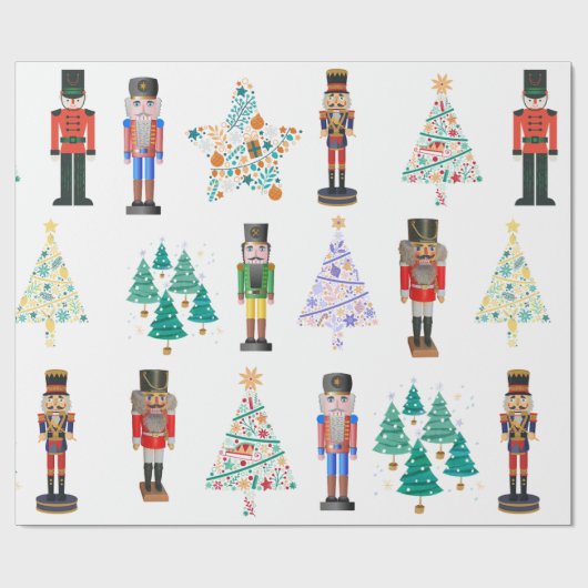 かわいい漫画イラストレーションくるみ割りクリスマス ラッピングペーパー (フラット)