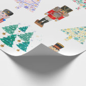 かわいい漫画イラストレーションくるみ割りクリスマス ラッピングペーパー (角)