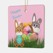 かわいい漫画イースターバニーホリデー セラミックオーナメント (左)