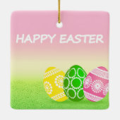 かわいい漫画イースターバニーホリデー セラミックオーナメント (裏面)