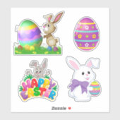 かわいい漫画イースターバニーラビットステッカー シール (シート)