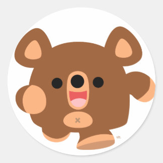 かわいい漫画エネルギッシュなクマのステッカー ラウンドシール