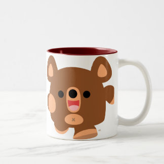かわいい漫画エネルギッシュなクマのマグカップ ツートーンマグカップ