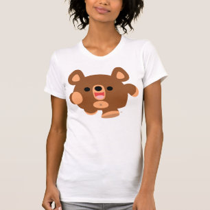 かわいい漫画エネルギッシュなクマの女性Tシャツ Tシャツ