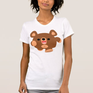かわいい漫画エネルギッシュなクマの女性Tシャツ Tシャツ