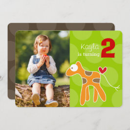 かわいい漫画オレンジのキリン写真キッドの誕生日 招待状