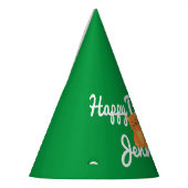 かわいい漫画オレンジの子猫グリーン漫画 パーティーハット (左)