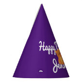 かわいい漫画オレンジ猫パープルホワイトスクリプト名 パーティーハット (左)