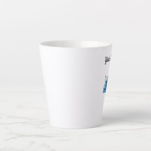 かわいい漫画カタツムリ絞り染めブルーパターン(の模様が)あるシェル カフェラテマグ (正面)